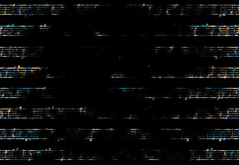 焼けて抜けだらけの古い楽譜の譜面