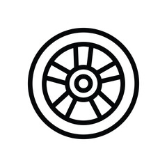 Obraz premium Car wheel or tire line icon, simple outline of automotive wheel rim or car part vector illustration