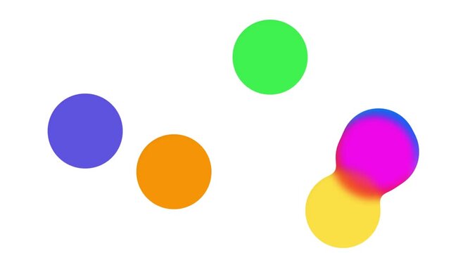 Colorful pastel aesthetic Bouncing Balls bubbles with white Screensaver background animated 4k loop rainbow color circle shapes cartoon round spheres wondering around 2d minimal Floating orbs backdrop