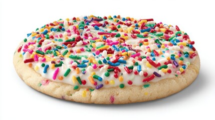 colorful sprinkles sugar cookie isolated on white background