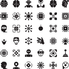 Artificial intelligence icons set, modern solid style symbols collection, vector sketches, logo illustrations