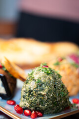 Georgian Spinach Pkhali with Pomegranate Seeds
