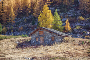 Herbstzeit im Kanton Wallis in der Schweiz