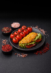 Mexican corn tortilla tacos with tuna, chicken, or beef. Corn tacos as a background