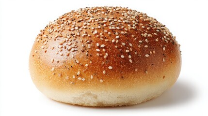 kaiser roll with seeded top on isolated background