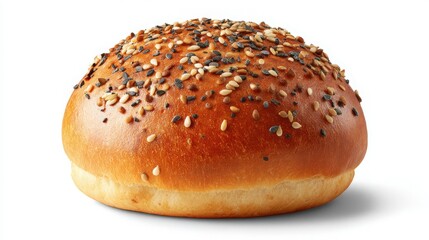 kaiser roll with seeded top on isolated background