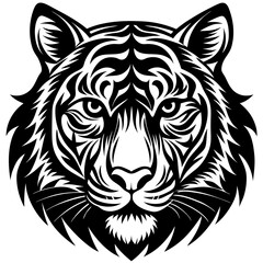 Fototapeta premium Tiger Head Silhouette Vector, Wild Animal Symbol, Minimal Jungle Predator Design