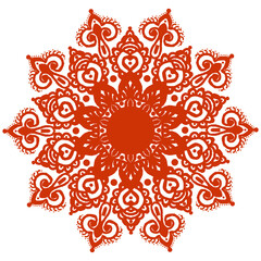 red floral mandala design.
