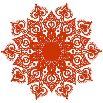 red floral mandala design.