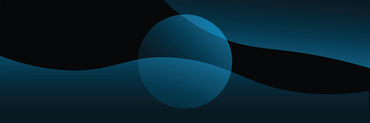 Modern dark blue abstract horizontal banner background with glowing geometric lines.Suitable for covers, brochures, presentations, flyers. vector