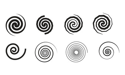 Minimalist vector set of radar and sonar icons featuring circular sound wave patterns and scanning symbols on white background