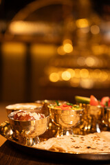 Indian Thali Meal with Chapati and Side Dishes
