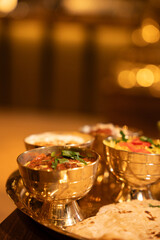 Indian Thali Meal with Chapati and Side Dishes