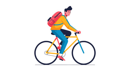 Obraz premium Cyclist With Backpack Enjoys A Bicycle Ride Through The Evening Dusk In Silhouette Format