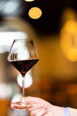 Elegant Red Wine Glass in Hand
