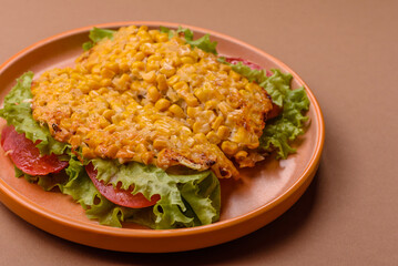 Mexican corn tortilla tacos with tuna, chicken, or beef. Corn tacos as a background