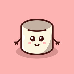 Cute Marshmallow Mascot Character Vector – Adorable Sweet Dessert Illustration for Kids, Branding, and Sticker Design