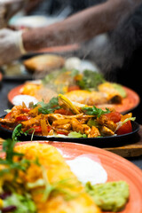 Steaming Chicken Fajitas with Vegetables