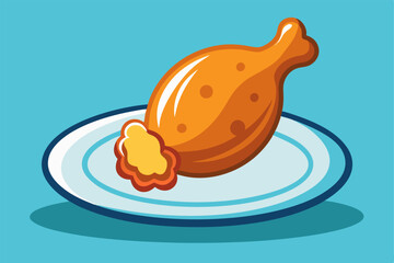 Cartoon-style fried chicken leg vector. Ideal for food packaging, restaurant branding, and fast food concepts.
