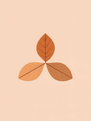 Abstract illustration of three autumn leaves in warm, earthy tones