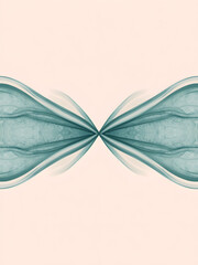 Abstract teal and cream design with symmetrical flowing lines and shapes