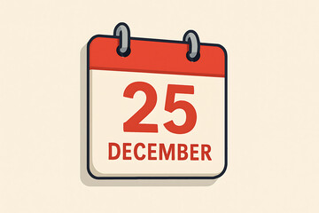 Simple Calendar Icon Marking December 25 In Minimal Christmas Style Illustration