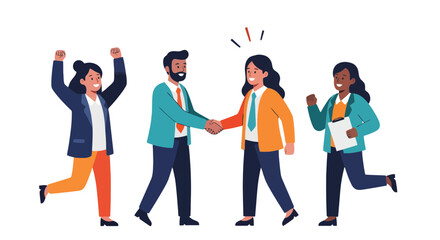 Fototapeta premium Diverse Business Professionals Celebrate Success with Teamwork and Collaboration Achievements