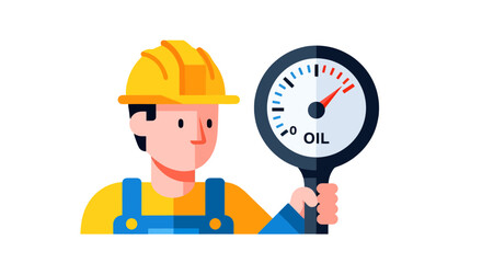 Engineer Inspecting Oil Gauge Indicator Illustrating Industrial Performance And Resource Assessment