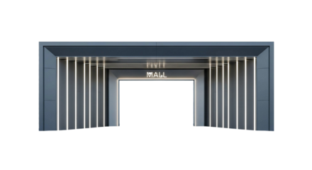 Modern entrance with vertical bars isolated on transparent background