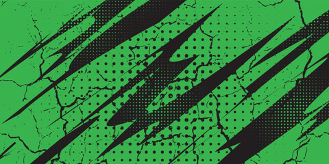 Halftone dot gradient grunge texture background with green and black color pattern. Pop art comic sports style dots vector illustration. eps 10.
