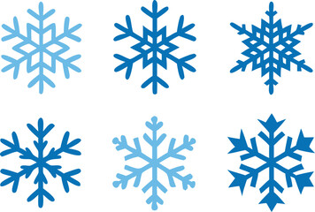 Fototapeta premium Beautiful Blue Snowflakes Collection for Winter Designs