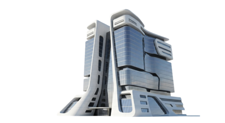 Futuristic architectural marvel isolated on transparent background, a modern design