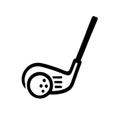 Golf Club and Ball Outline Icon: Minimal vector icon of golf club and ball, representing sport, leisure, and precision. Great for sports branding or apps.
