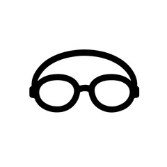 Swimming Goggles Outline Icon – Sport Equipment Symbol: Minimalist black line icon of swim goggles. Perfect for fitness, sports branding, and pool-related visual designs.