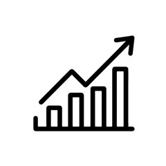 Growth Chart Icon – Success and Progress Symbol: Minimalist upward graph icon representing growth, success, and analytics. Perfect for business, finance, and data-driven projects.