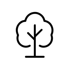 Tree Outline Icon – Nature and Growth Symbol: Simple black outline tree icon representing nature, environment, and sustainability. Ideal for eco-friendly and outdoor concepts.