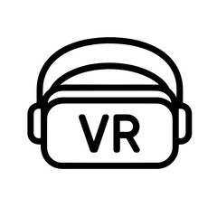 VR Headset Icon – Virtual Reality Device: Outline icon of virtual reality headset, symbolizing immersive technology, gaming, and futuristic innovation.
