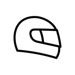 Motorcycle helmet line icon, clean outline illustration representing safety gear, motorbike protection, or racing equipment