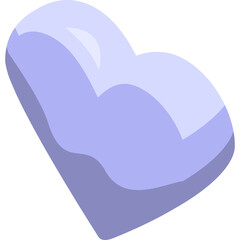 3D Pastel Purple Heart Shape Icon with Subtle Shadows and Highlights on Transparent Background Y2K Aesthetic