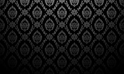Luxury Thai pattern on black background vector illustration. Lai Thai blaze pattern. Memorial service events