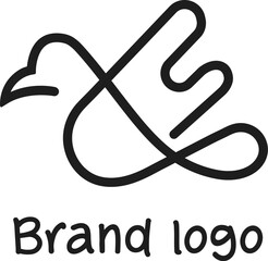 Single-line bird logo, minimalist one line dove monoline icon for branding and startup vector