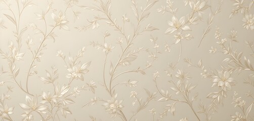 Elegant Beige Floral Wallpaper Pattern with Soft Botanical Design – Vintage Style Flower Background for Interior Walls, Home Decor, Fabric Prints, and Digital Art Projects