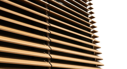 Closeup of modern wooden blinds, isolated on transparent background