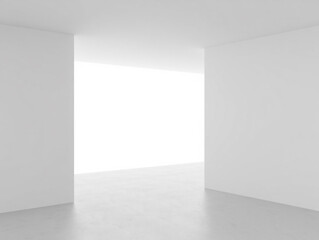 Minimalist white interior with bright doorway clean