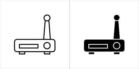 Outline and solid black icons of a router