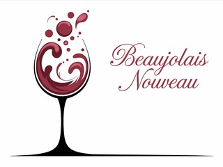 Naklejka premium Artistic representation of beaujolais nouveau wine pouring and splashing into a glass