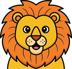 Obraz premium Adorable cartoon lion head with a big fluffy mane.