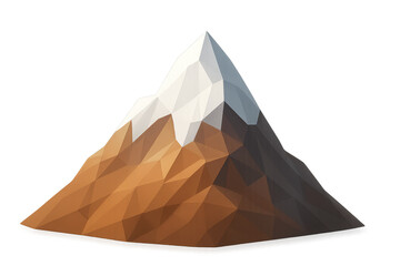 Low poly mountain peak with snowcap representing nature, outdoor adventure, and stability on transparent background