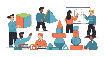 Obraz premium Geometric Education Presentation: Exploring Shapes, Volumes, And Mathematical Concepts.