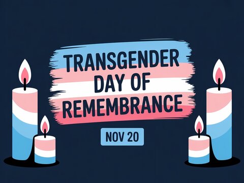 Transgender day of remembrance november 20th with candles and transgender flag colors - Powered by Adobe